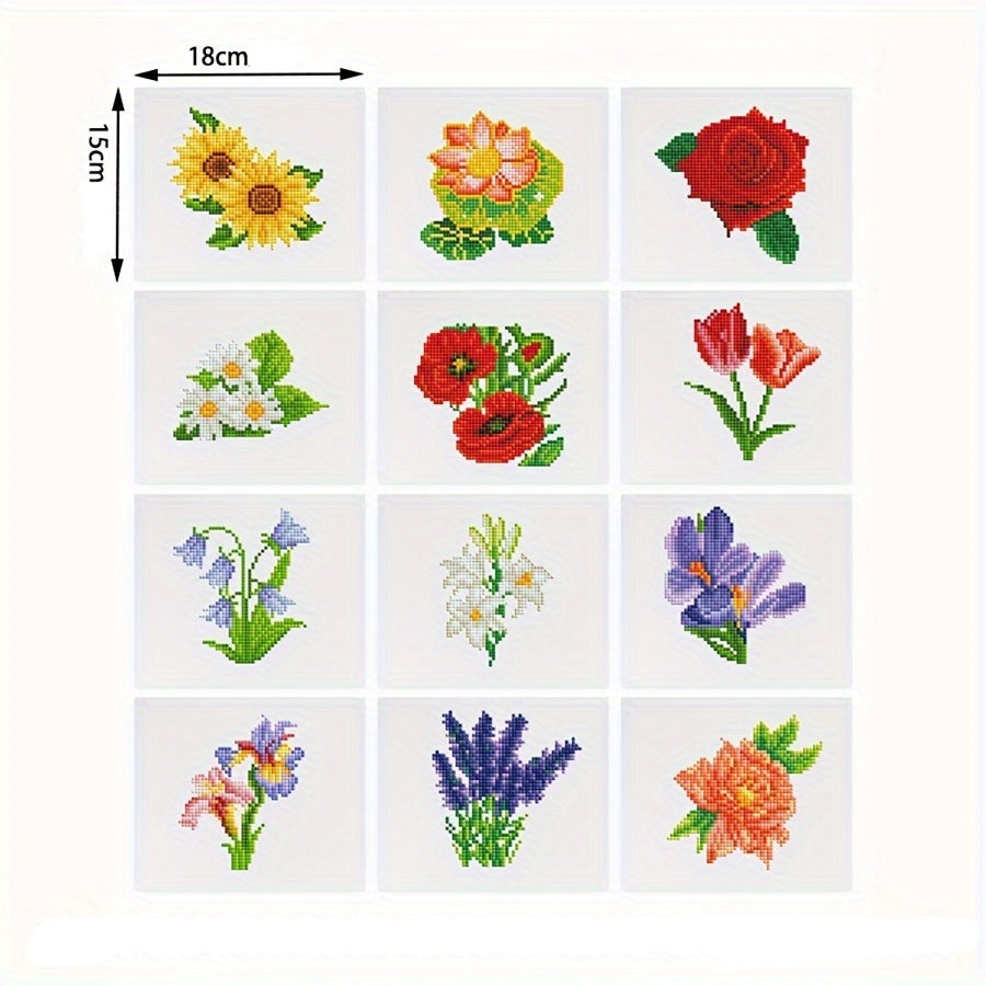 *Neu* Mini Bilder | 12tlg. Sommer Blumen #1 Set 15x18cm | Geschenke-Set