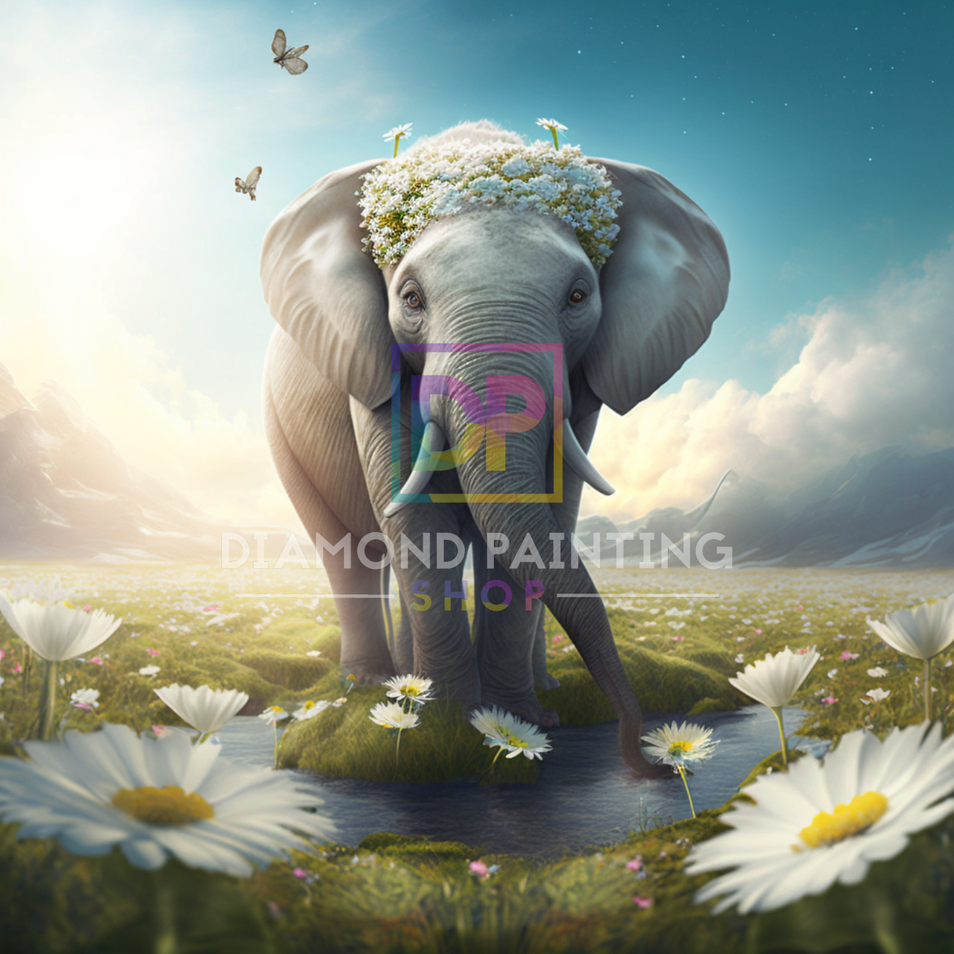 April | Elefant mit Blumenschmuck